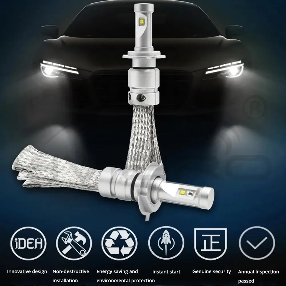 2pcs CSP Car LED Headlight Daytime Running Light H4 H7 H8 9005 9012 Auto Brake Fog Lamp Super Bright 6500K Headlamp Waterproof