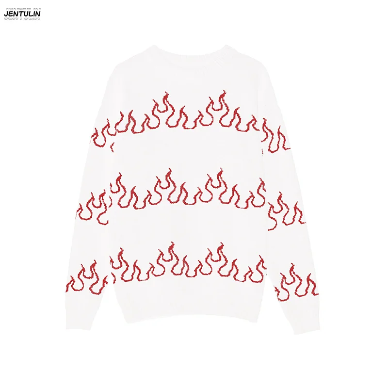 

Y2K Ретро вязаный свитер с цветочным узором и вышивкой Kpop свитер осень-зима пуловер модная одежда унисекс в стиле хип-хоп в стиле Харадзюку