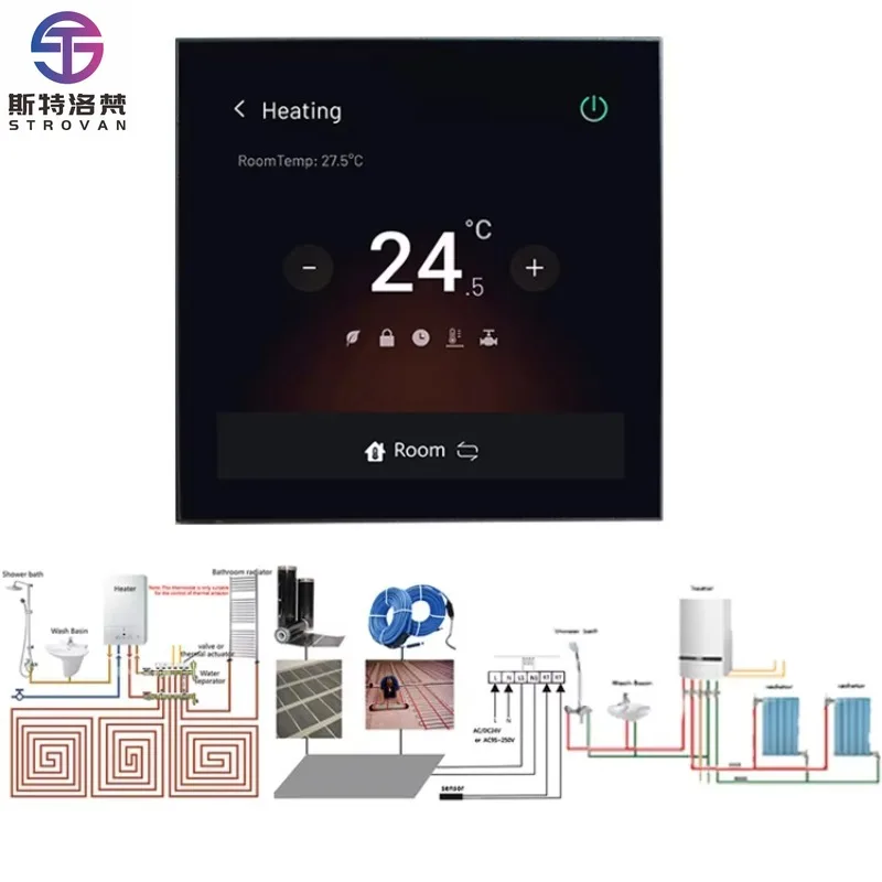 

Smart Home Central Control Switch Panel uilt-in Smart Thermostat 4 Inch Touch Screen