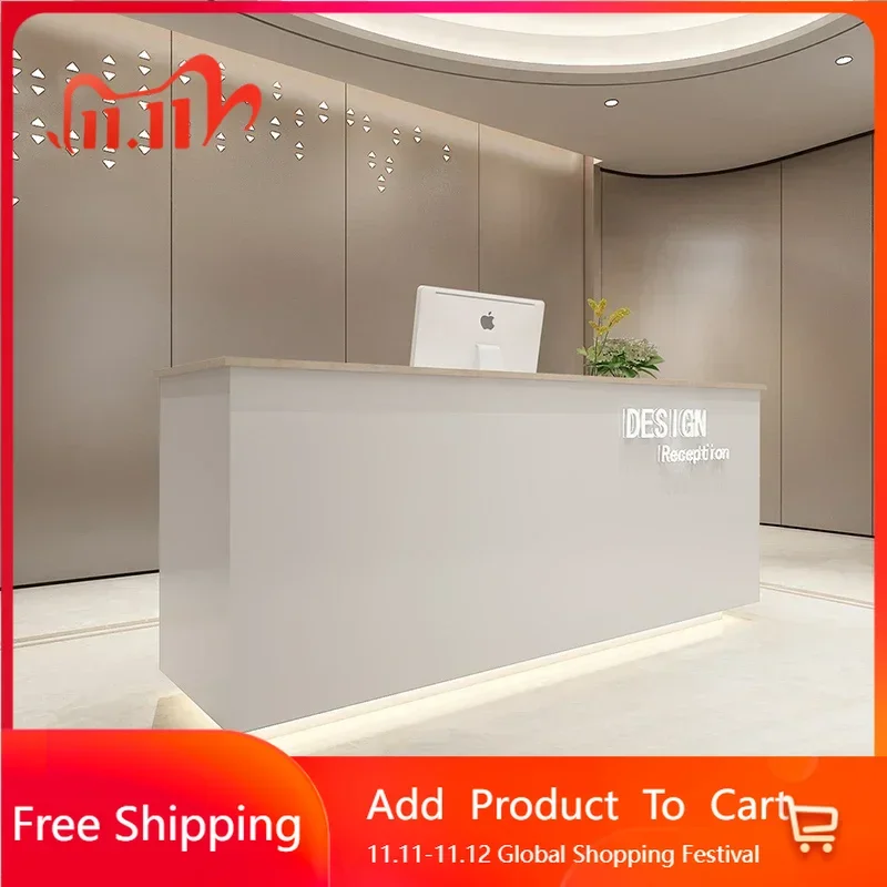 

Welcome Beauty Reception Desks Storage Hairdressing Counter Modern Reception Desk Long Mostrador De Tienda Chinese Furniture