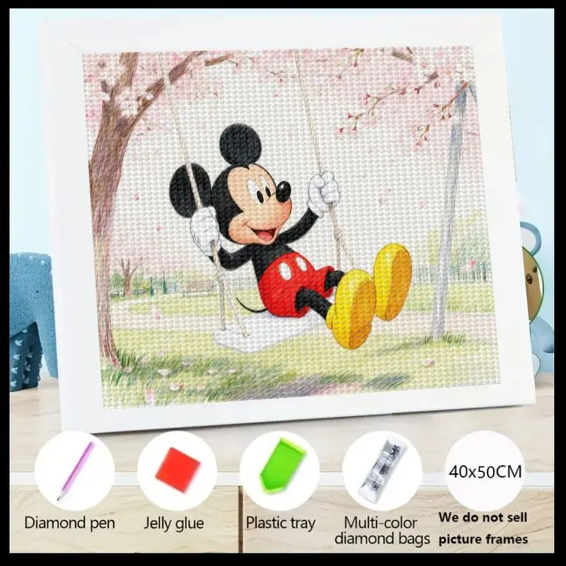 

1 шт., милый набор для алмазной живописи с Микки Маусом, 5D мультяшный художественный набор, сделай сам, весенний вишневый цвет, качающийся набор для рисования больших драгоценных камней, полная дрель C