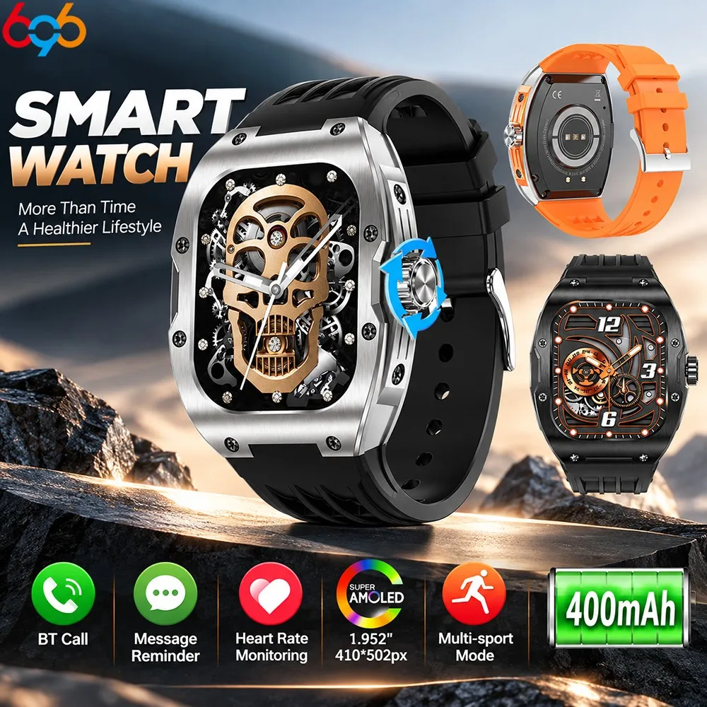 1.952" AMOLED 3D Display Smartwatch BT Call Sport Fitness Tracking 128M Storage 400mAh Battery Waterproof Health Monitor