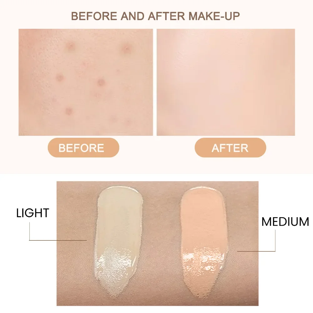 30ML CC Cream Natural Concealer Liquid Foundation Waterproof Long Lasting Isolation BB Cream Brightening Oil-control Base Makeup