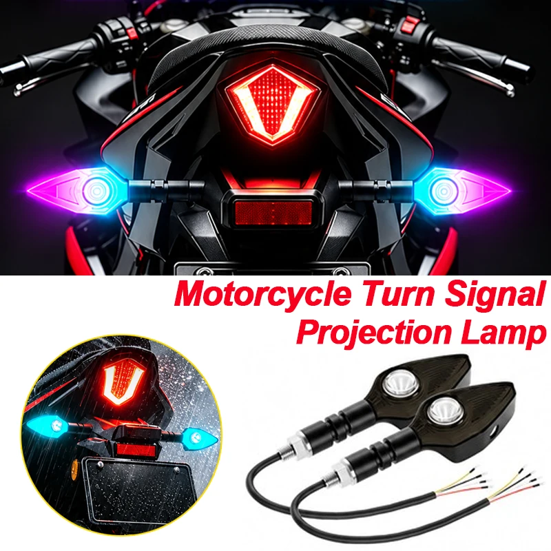 Motorcycle Led Turn Signals Directional Indicators Flashing Signals Lamp with Projection Waterproof Highlight Warning Light