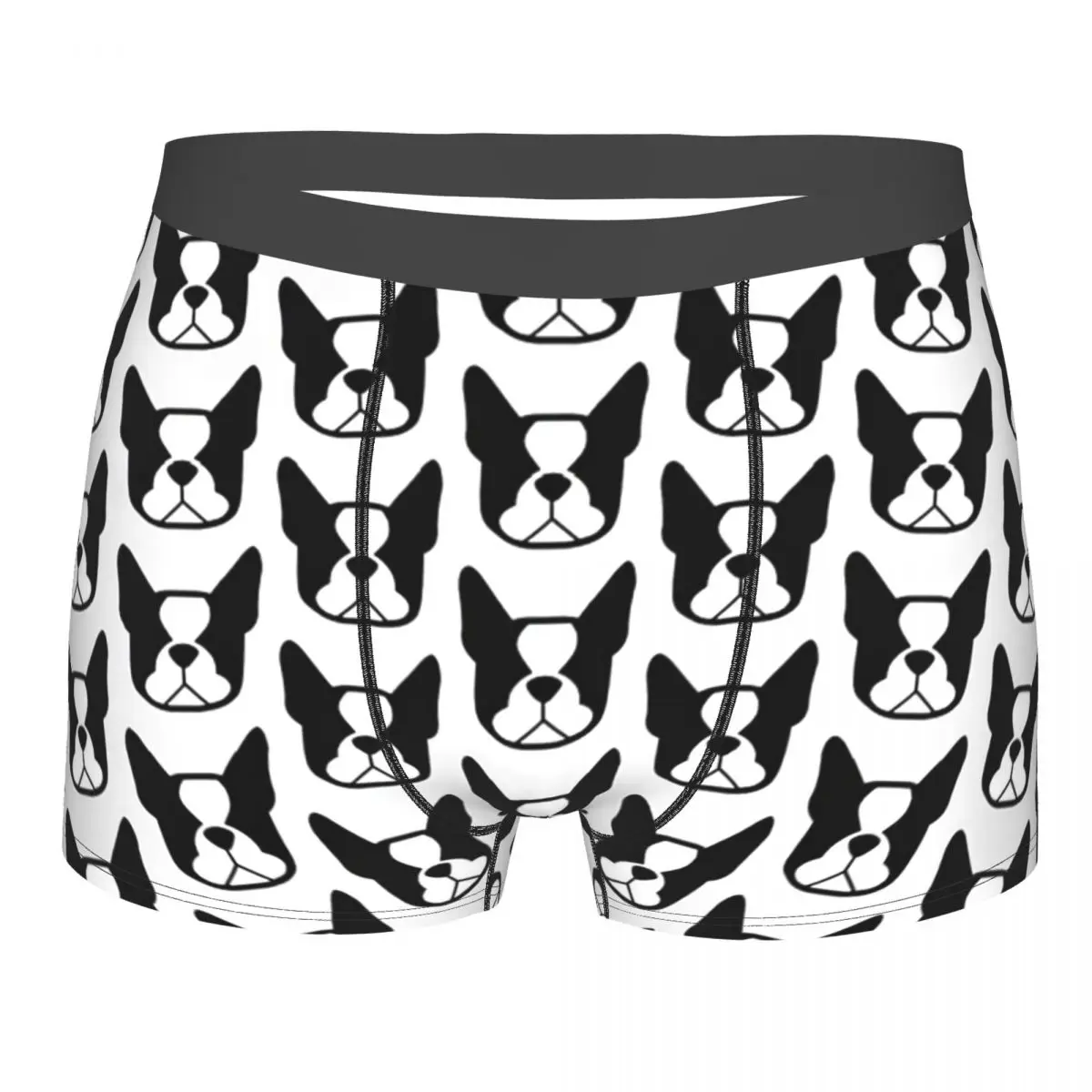 

Boston Terrier Face In Black And White Gift Underpants Breathbale Panties Male Underwear Print Shorts Boxer Briefs