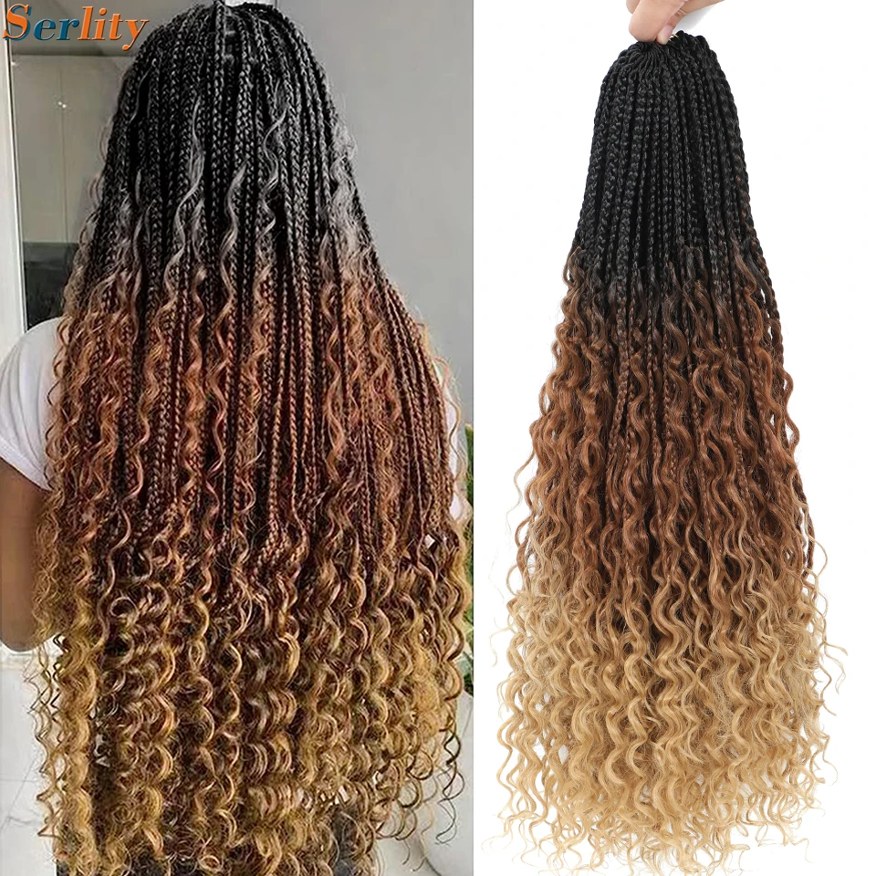 14 18 24 Inch Boho Braids Bohemian Goddess Braids Extensions Ginger Jumbo Box Braids Crochet Hair Ombre Synthetic Braiding Hair