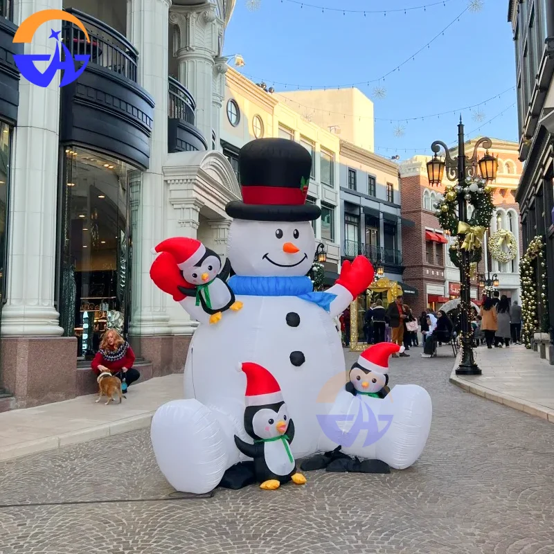Pinguim de boneco de neve inflável personalizado com sopradores Adereços de decoração de Natal ao ar livre para festas de fim de ano e eventos