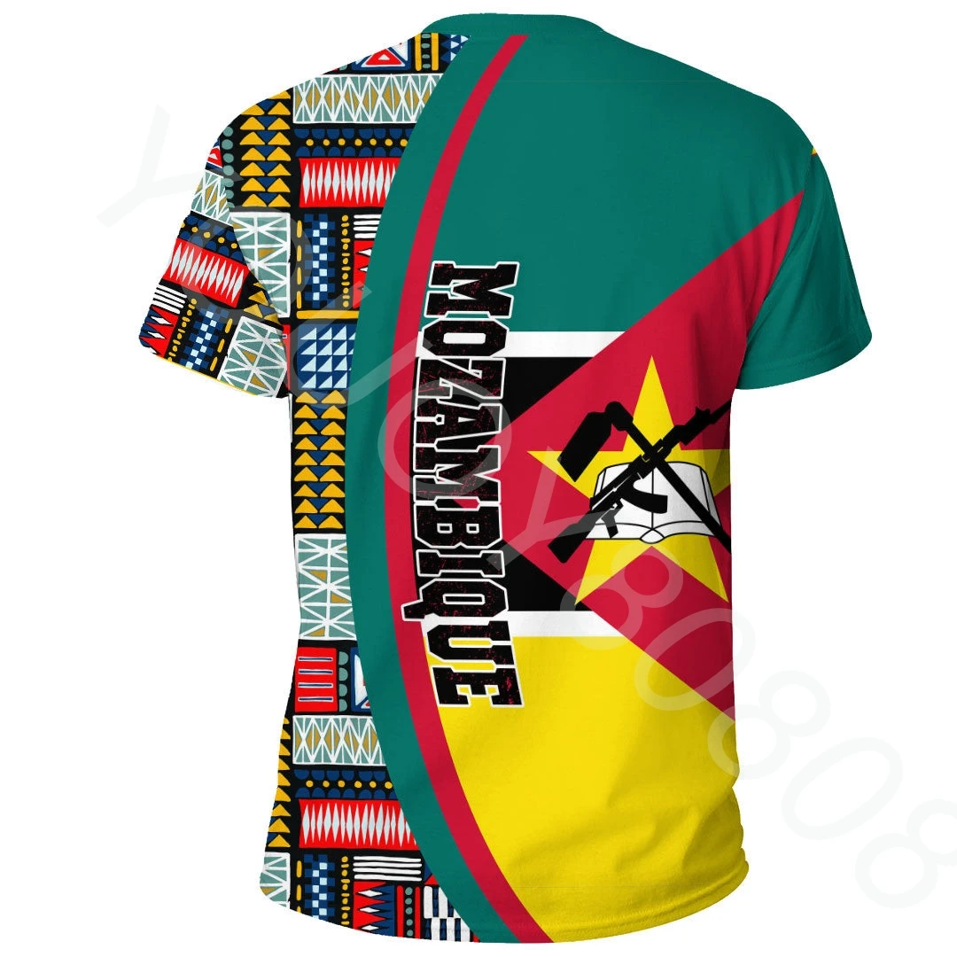 New African clothing sports T-shirt Mozambique flag and Kent pattern special print men's and women's casual Harajuku models