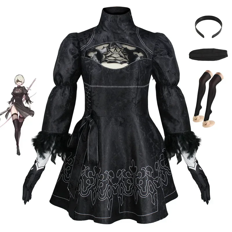 SN66 Rene Automata Costume Cosplay Yorha 2B Vestito sexy Giochi Vestito Donne Giochi di ruolo Costumi Ragazze Halloween Party Fancy Dr2 @ w $