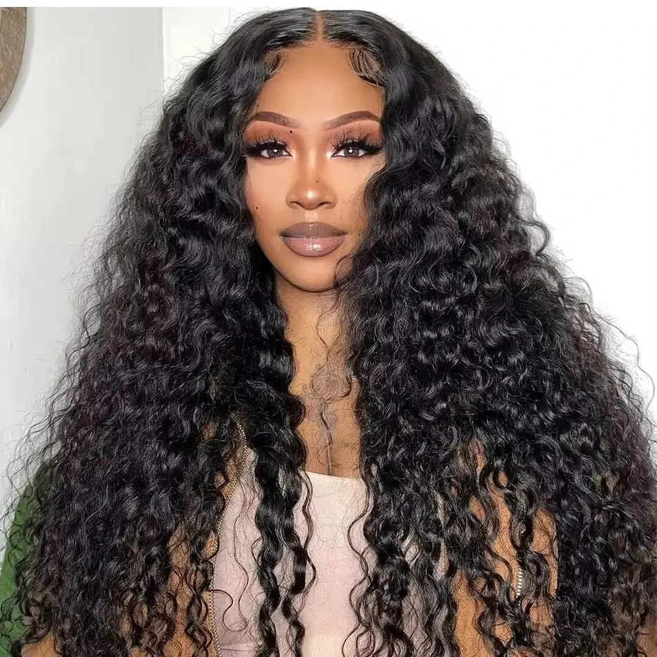 

13x6 Deep Wave Human Hair 200 Density Curly Lace Front 13x4 Water Wave 30 40 Inch Wig Pre Plucked HD Lace Frontal Glueless Wigs
