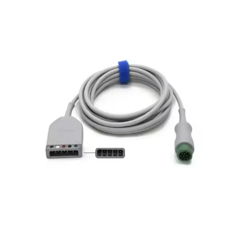 EV6201 For Mindray Original 6-pin 5-lead Integrated Cardiac Cord Defibrillation ECG Cable