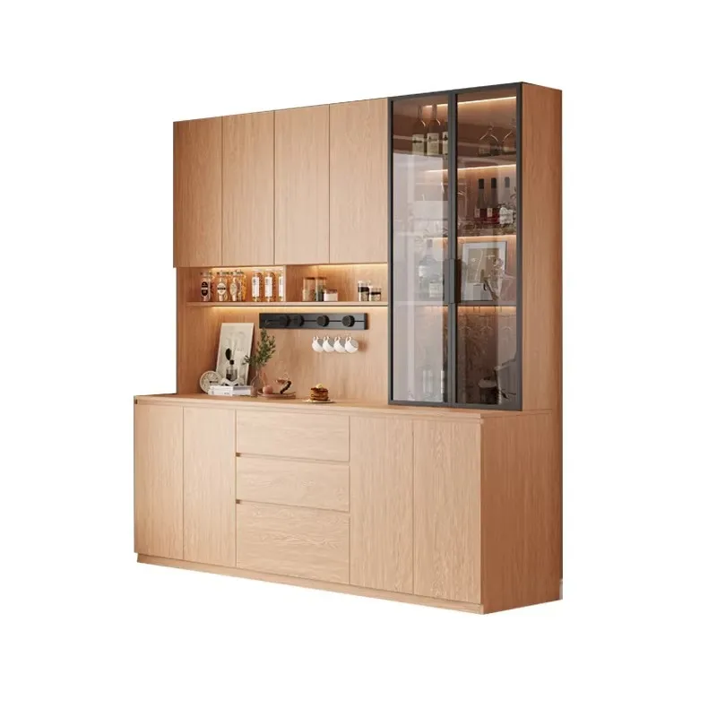 

Oak restaurant wine cabinet household storage storage glass cupboard cabinet Nordic style combination cabinet