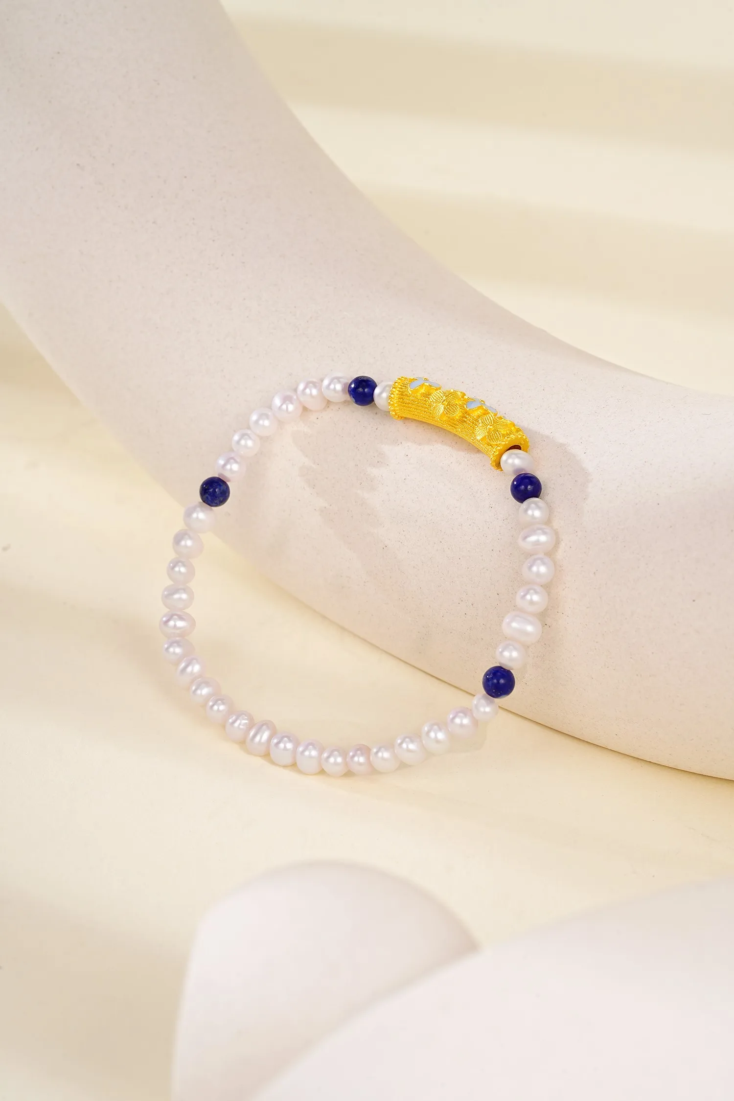 

Lium Gems Good Fortunes and Blessings Pearl Beaded Bracelet for Women 24K Gold Vermeil Jewelry 925 Sterling Silver Base