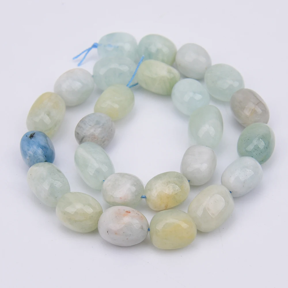 APDGG Natural Blue Aquamarine Gems Freefrom Egg Nugget Loose Stone Beads 16'' Strands Jewelry Making DIY view 4