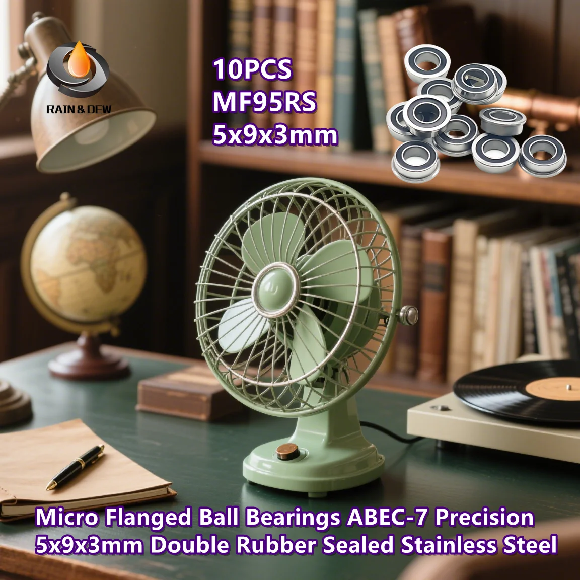 

10 шт. MF95RS микрофланцевые шарикоподшипники ABEC-7 прецизионные 5x9x3 мм с двойным резиновым уплотнением из нержавеющей стали