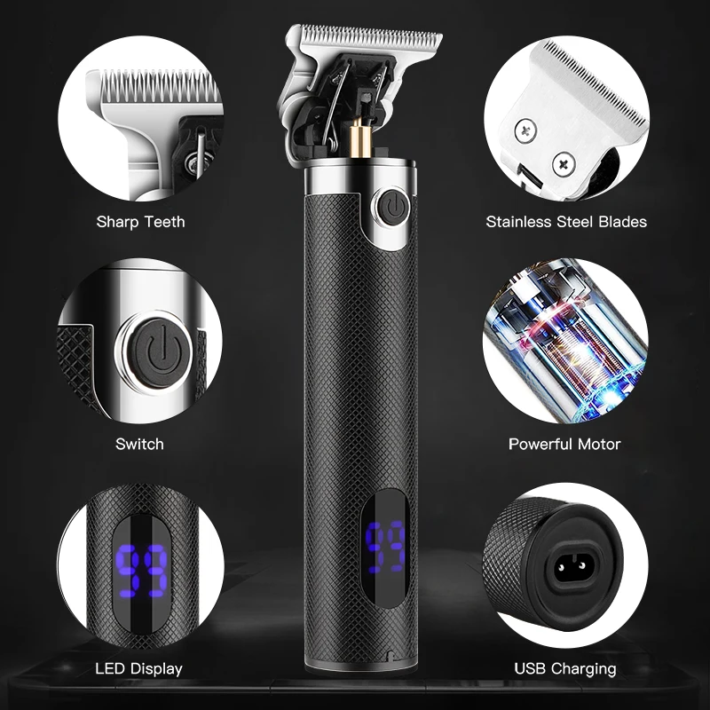 Tagliacapelli Set di rasoi a rete con 3 coltelli Tagliacapelli elettrico con display digitale Tagliacapelli ad alta potenza