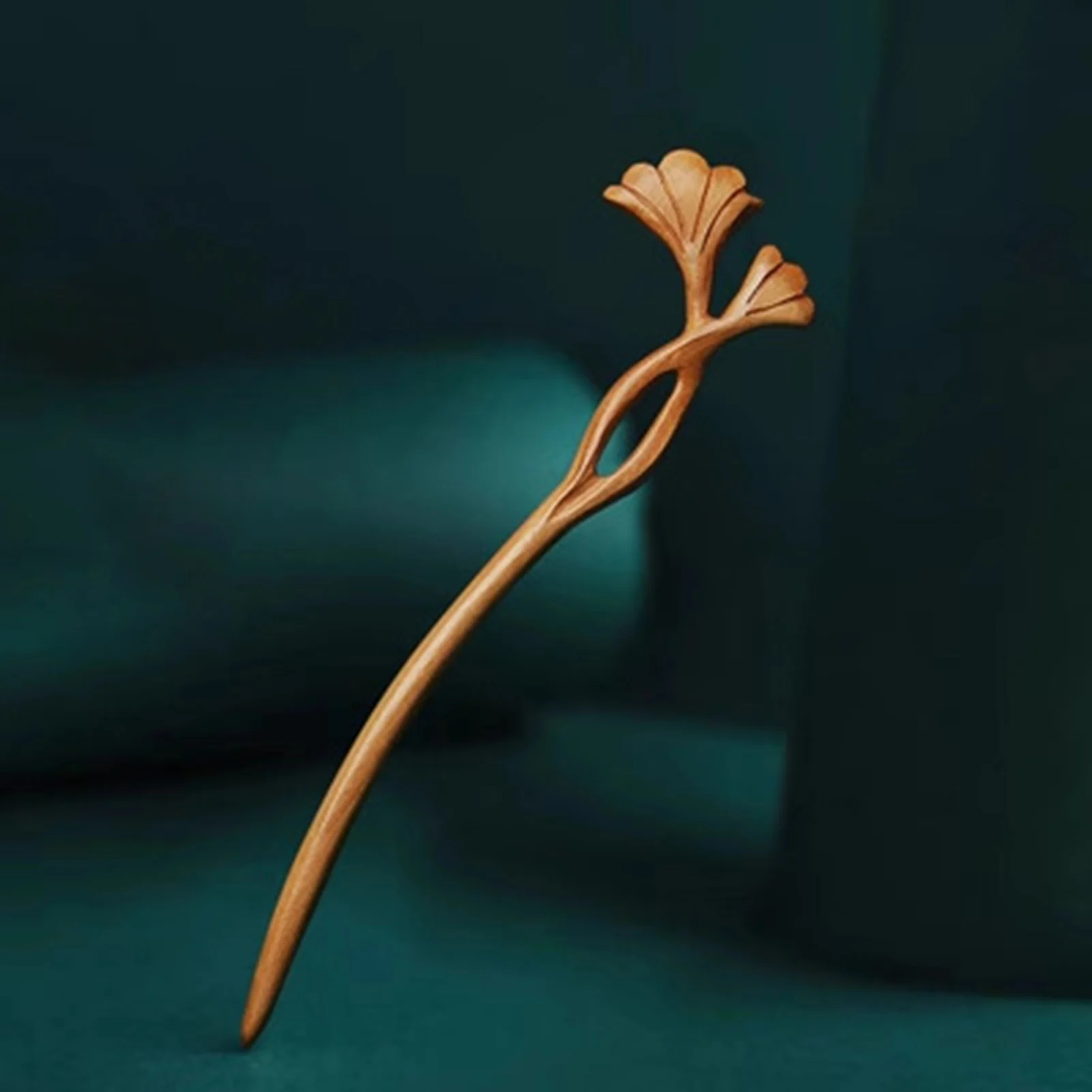 Ginkgo Biloba Leaf Hair Sticks Headwear Fine Workmanship Long Straight Hair Stick for Women Girls and Hairdressing Salon