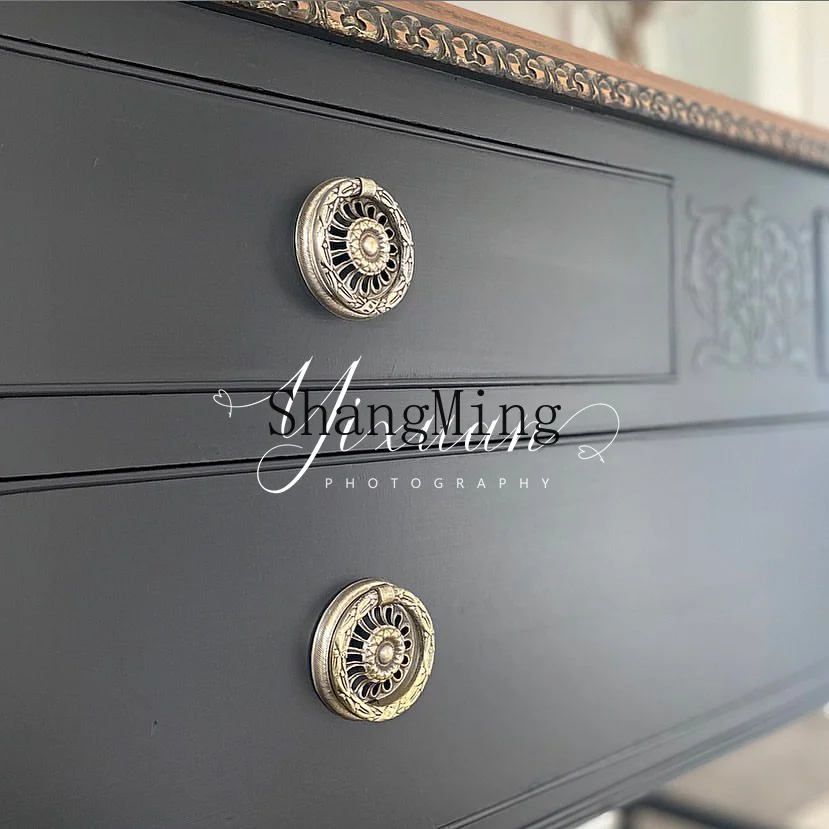 

FG retro solid wood dining side cabinet light luxury small living room storage entrance cabinet door side cabinet customization