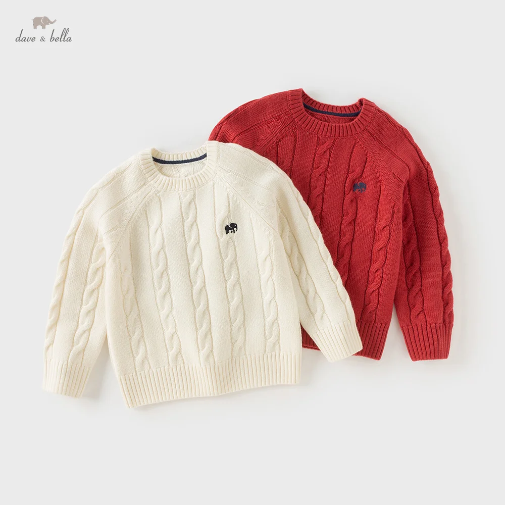 Dave Bella Boys' Sweater Autumn Winter Children's Warm Leisure Woolen Sweater Kids Fashion Trend Long Sleeve Top DB4254390