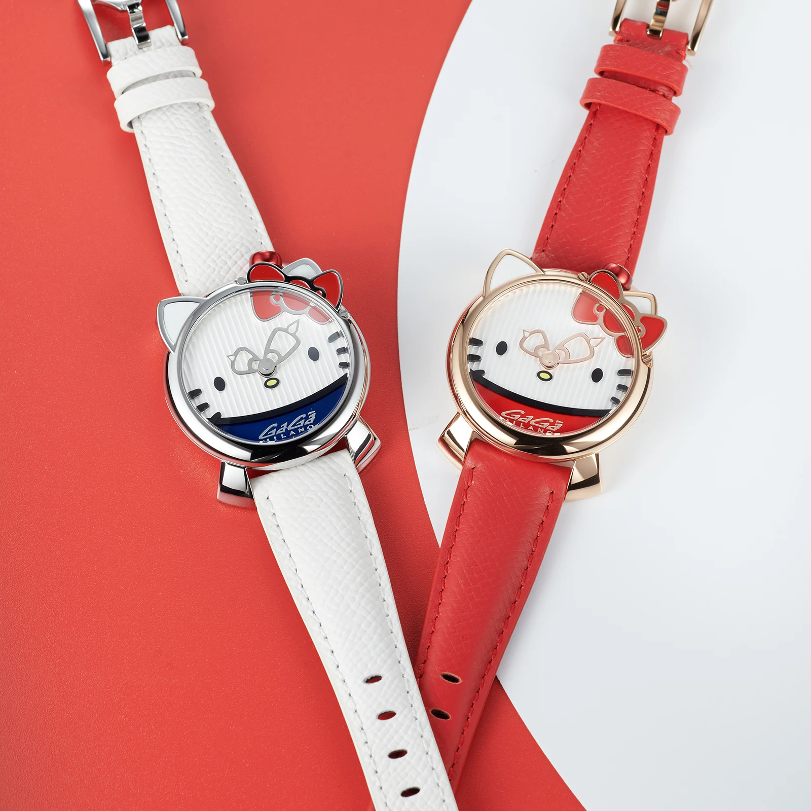 ساعة GaGa النسائية ذات الاتصال الهاتفي الأبيض والذهبي الوردي، ساعة أنيقة بحركة كوارتز سويسرية لطيفة