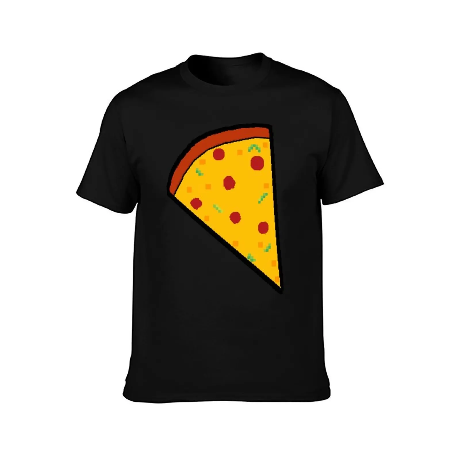 Pixel Pizza T-Shirt, Summer Casual Cotton Tee, Oversized Streetwear Tops, Vintage Graphic Print, Loose Fit Short Sleeve