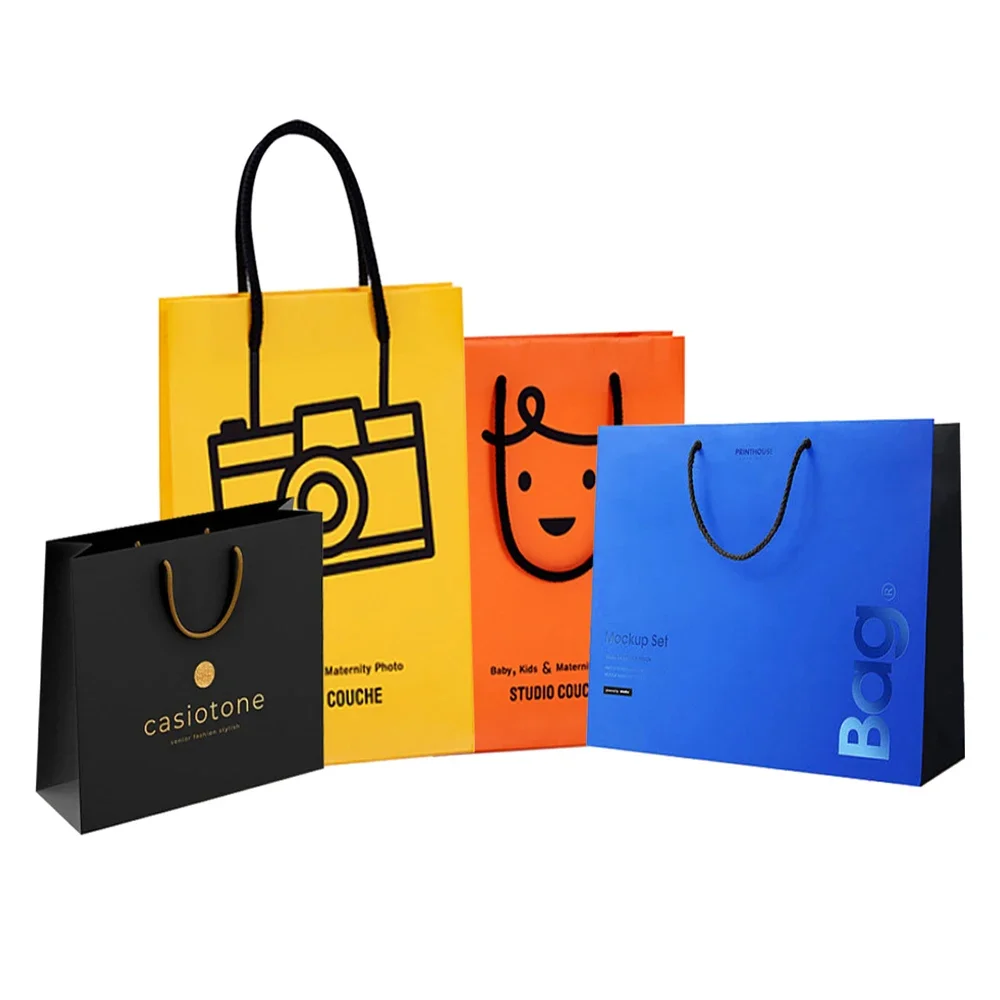 Bolsas de papel impresas personalizadas de alta calidad Bolsas de regalo personalizadas con logotipo impreso de promoción de marca