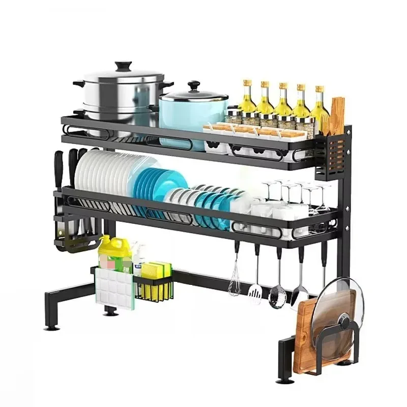 Adjustable Dish Rack Carbon Steel Scalable Organizer Kitchen Dish Drainer Drying Rack Kitchen Organizer Dish Drying Rack