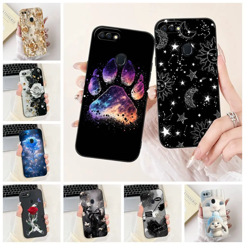 ل Realme 2 حافظة سيليكون لطيف القط موضة الفراشة الزهور الحب مضحك رسمت غطاء ل Real me 2 جراب هاتف RMX1805 RMX1809