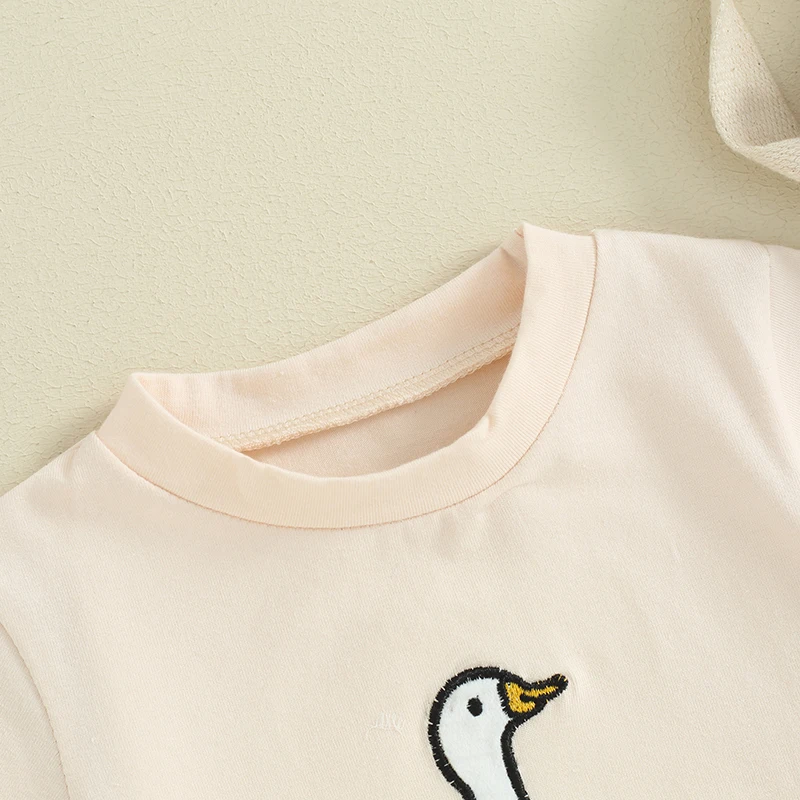 Infant Baby Summer Jumpsuit Cartoon Duck Print Round Neck Short Sleeve Romper Toddler Clothes