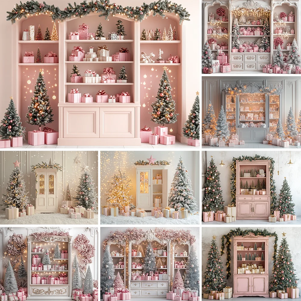 

Soldier Photography Background Pink Palace Door Xmas Tree Wreath Gift Backdrop Booth Winter Kid PhotoStudio