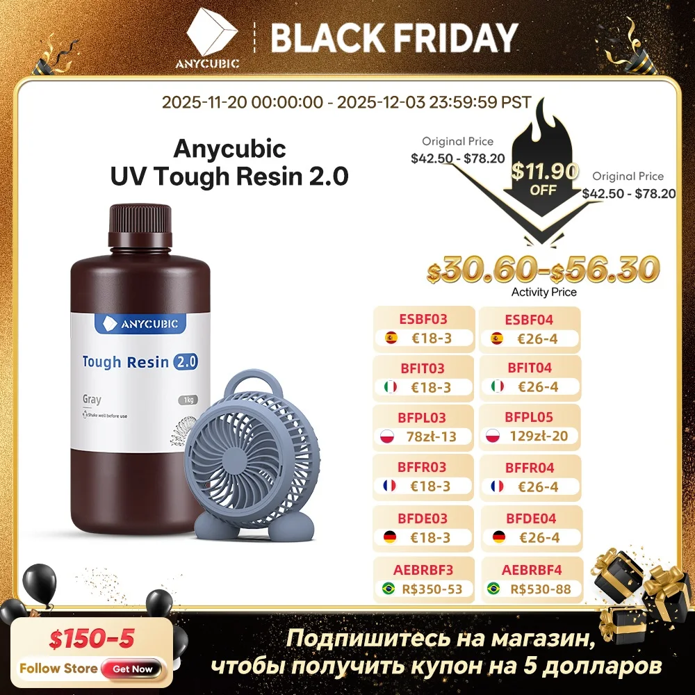 ANYCUBIC Flexible Tough Resin 2.0 405nm UV Resin High Toughness High Rigidity 3D Printer Printing Materials For Photon Mono