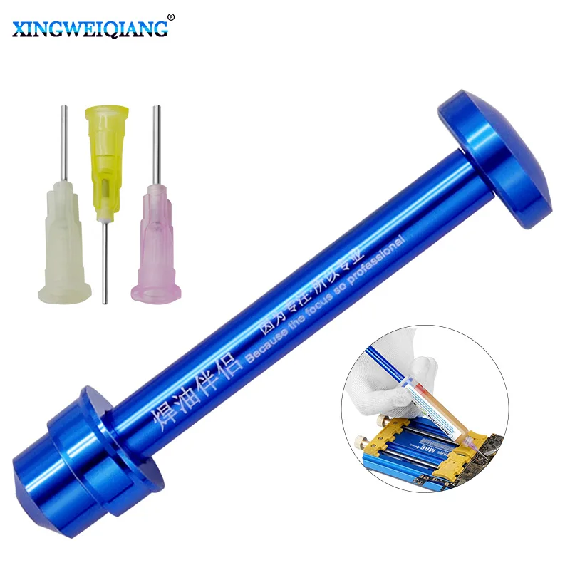 Solder Paste Flux Booster Aluminum Alloy Propulsion Tool UV Solder Welding Soldering Oil Pusher Manual Syringe Plunger Dispenser