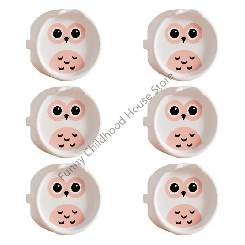 D0LA Set 6pcs Siliconen Elektrische hoes Mooie uilontwerp Kindbestendig oplossing