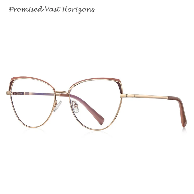 2025 Trend Sopracciglio Nero Rosso Rosa Vernice Metallo Versatile Montatura per lenti ottiche Plano Anti luce blu Blocco Occhiali da vista da donna