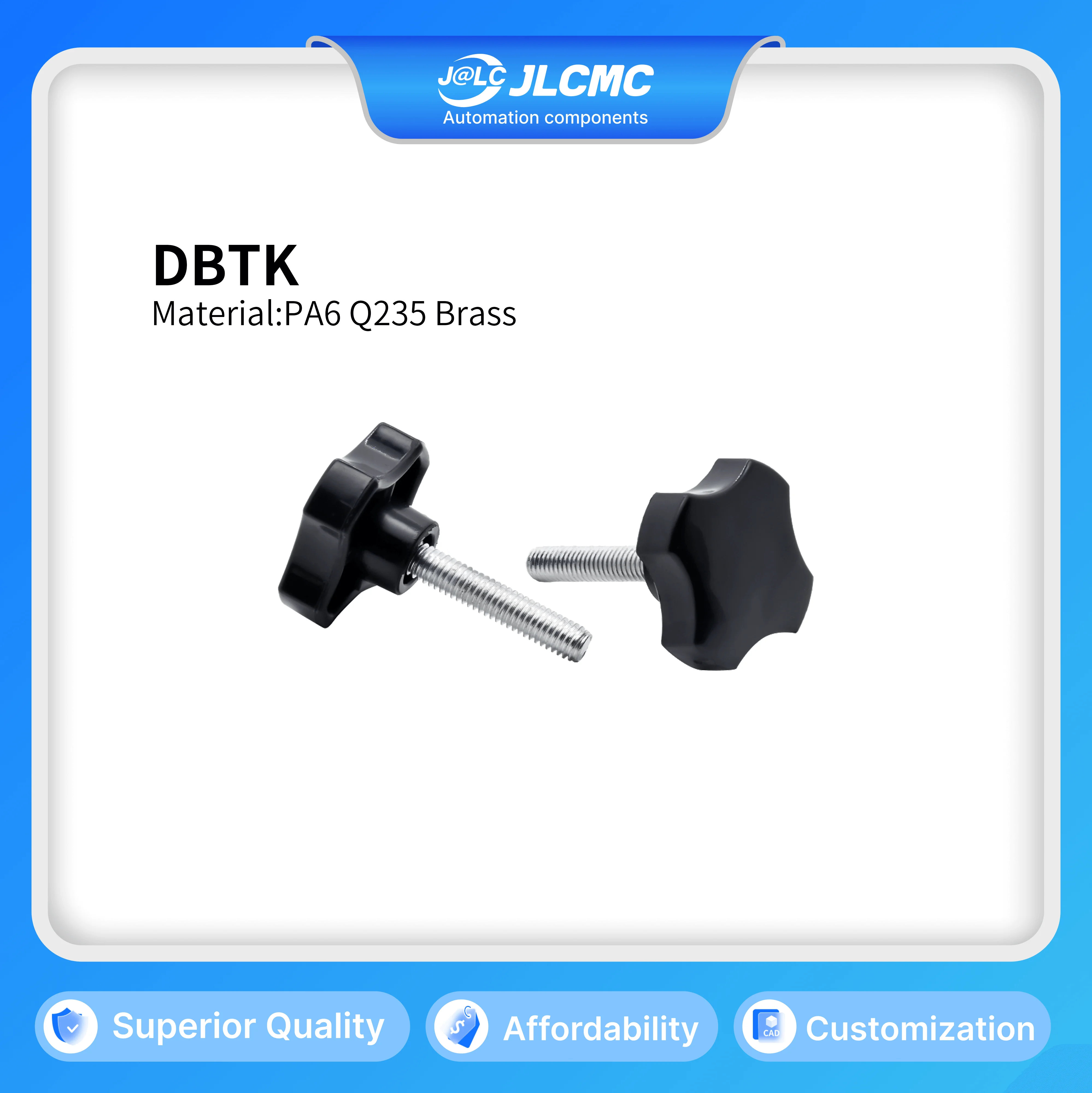 

2pcs Square Handle, PA6 Anti-Aging,Brass Internal/Q235 External Thread, Easy Install, for Furniture Tool Cabinet Drawer Wardrobe