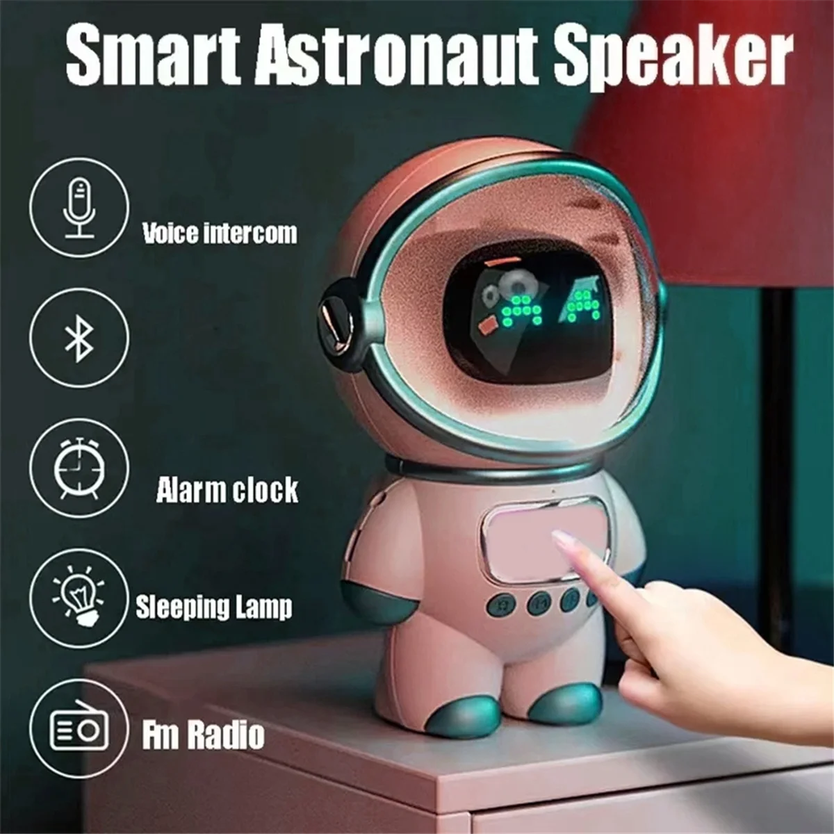 Smart Astronaut Bluetooth Speaker Portable Stereo Ai Interactive Audio with Alarm Clock Support TF/FM Table Clock