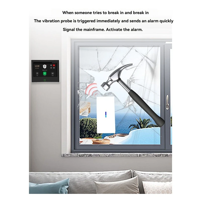 3Pcs 433Mhz Wireless Vibration Glass Break Detector Adjustable Sensitivity Compatible Withalarm Systems A