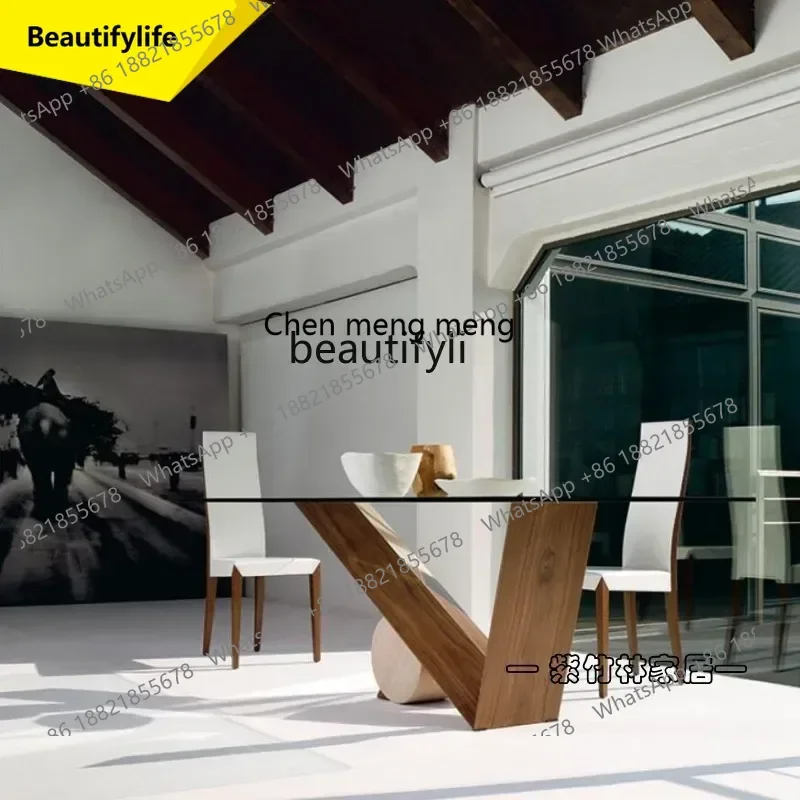 Italian glass office conference table creative irregular long dining table K185