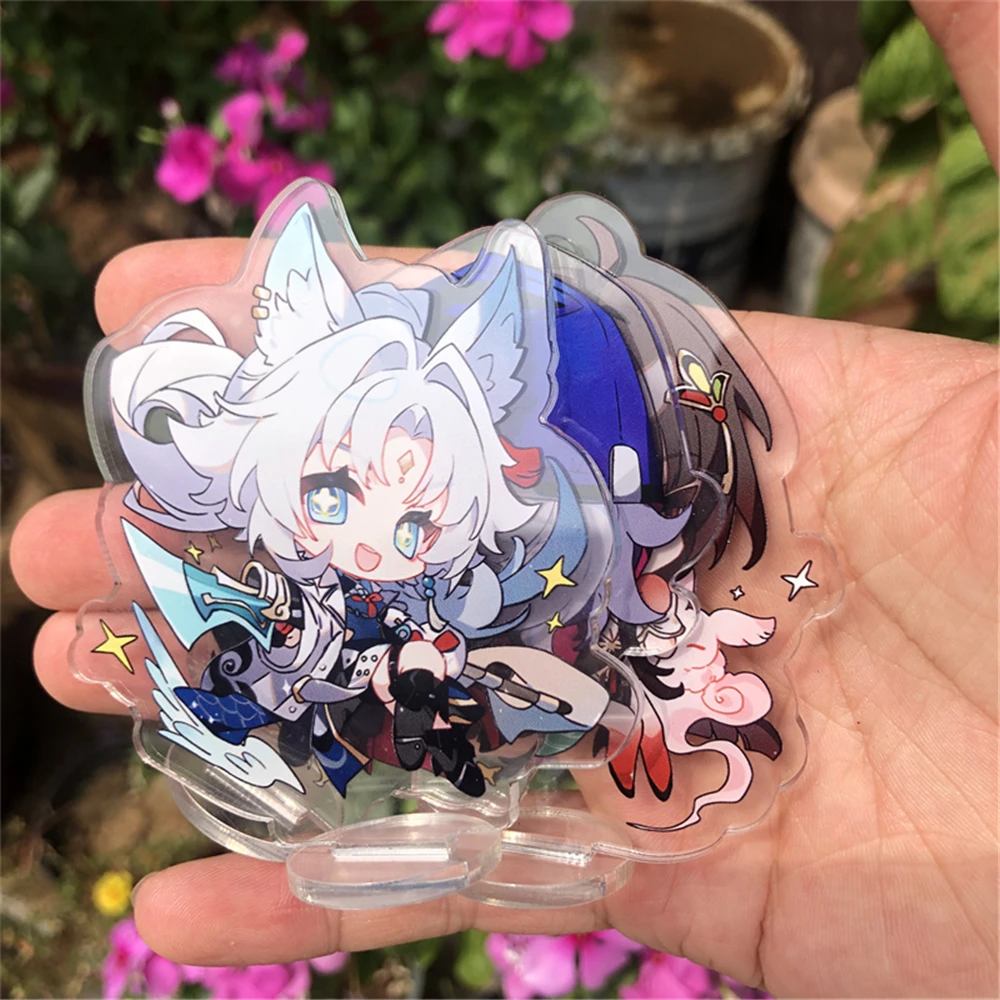 8cm Anime Game Honkai Star Rail Moze Feixiao Lingsha Cosplay Stand Plate Cartoon Figure Character Model Prop