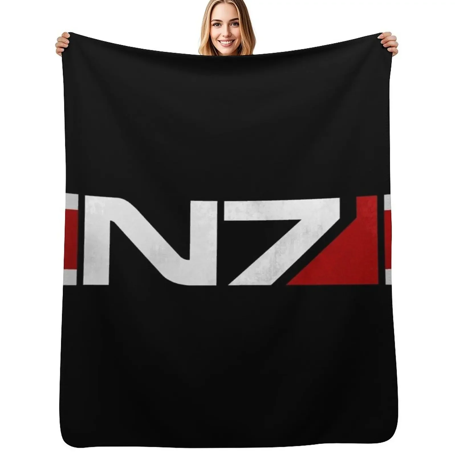 

Mass Effect Horizontal N7 Throw Blanket Cute Luxury Throw blankets ands sofa bed Blanket