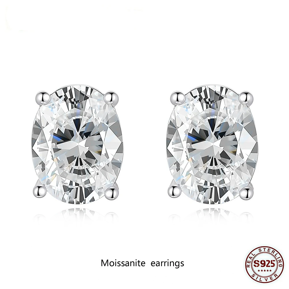 

Real D Color 1-2CT Moissanite Earrings S925 Sterling Silver Ear Stud for Woman Birthday Anniversary Party High-End Jewelry Gift