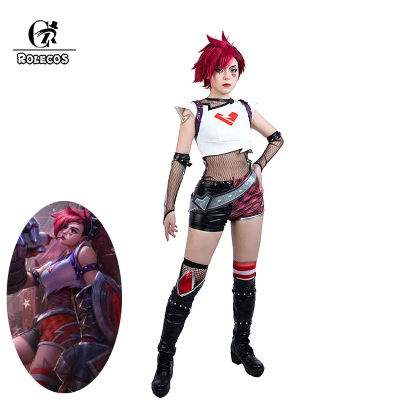 ROLECOS Game LOL Heartache & Heartthrob Vi Cosplay Costume LOL Valentine's Day New Skin Women Combat Costume Halloween Full Set