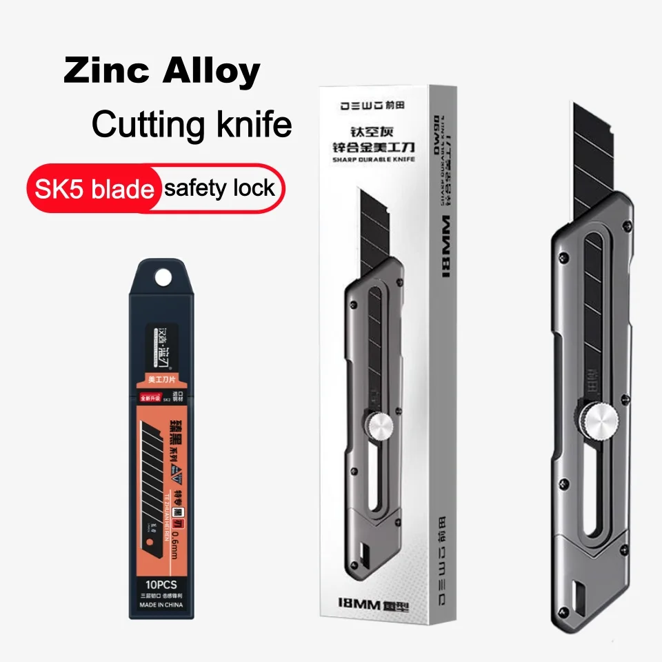 

Utility Knife Zinc Alloy Art Knife Practical Industrial Stainless Retractable Heavy Duty Durable Practical Knife And Blades Set