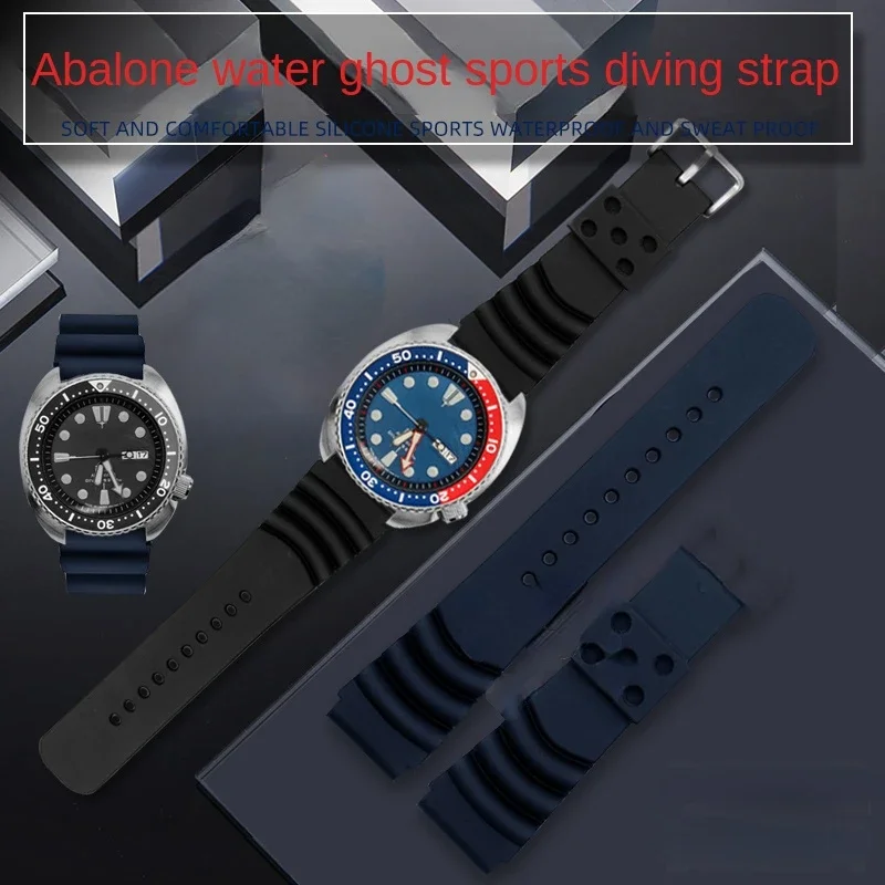 

Silicone Watch Strap for Seiko No. 5 Water Ghost Canned Red Tooth Diving 007 Soft Waterproof Sweat-Proof Watchband18 20 22 24mm