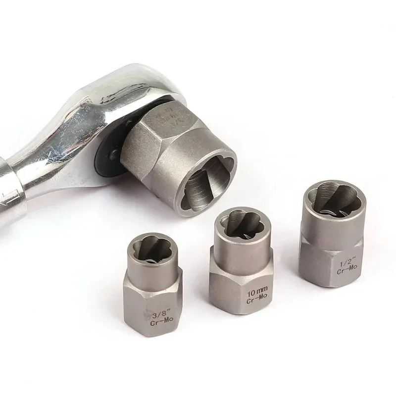 Removedor de tuercas peladas con adaptador hexagonal, juego de casquillos de extracción, removedor de tuercas y pernos y tuercas de impacto, 14 Uds.