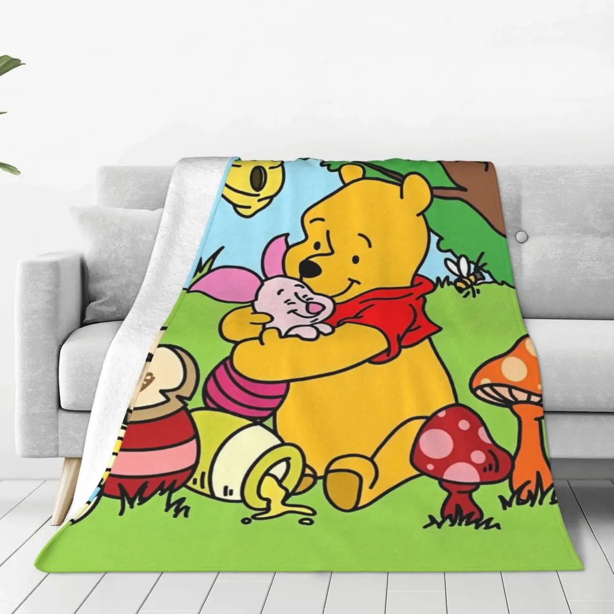 

Piglet Pooh Bear Blanket Super Warm Animal Throw Blanket Autumn Child Bedroom Fluffy Bedspread