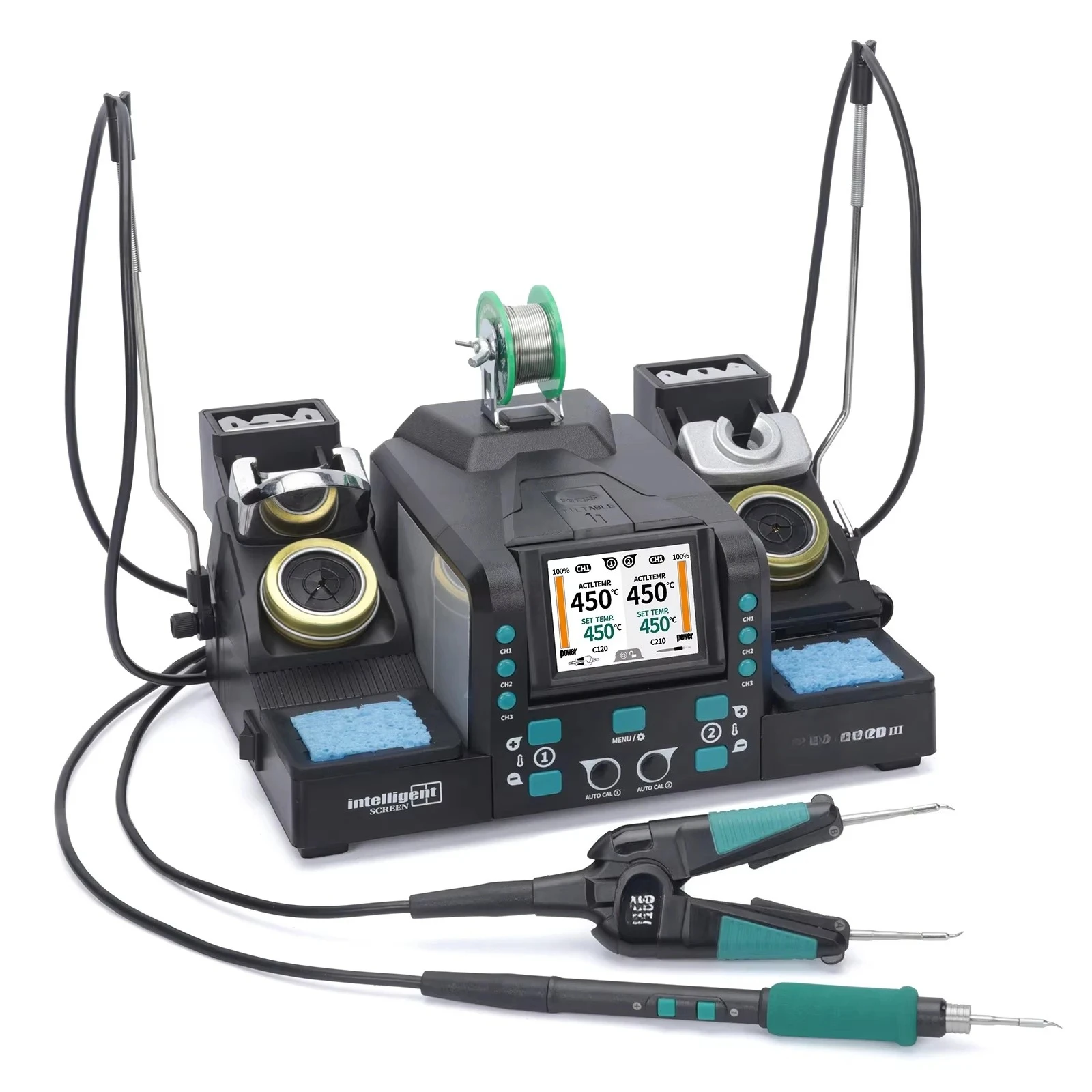 982D-III Precision Soldering Iron Station With Tweezers For Microscope Soldering Electronics, Quick Heat, Temp. Calibration