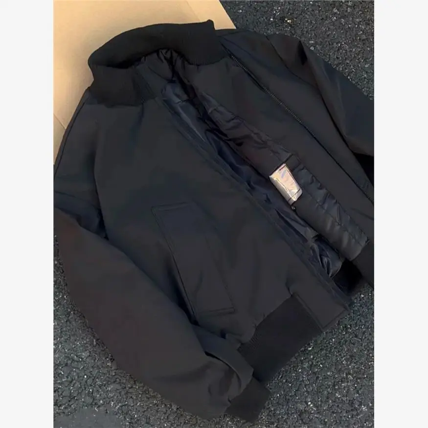 Bla Thiened Cotone imbottito Jaet Colletto alla coreana Baseball Sle Flng Clip Cappotto invernale da uomo High-End Feel Loose Fit Nessun marchio