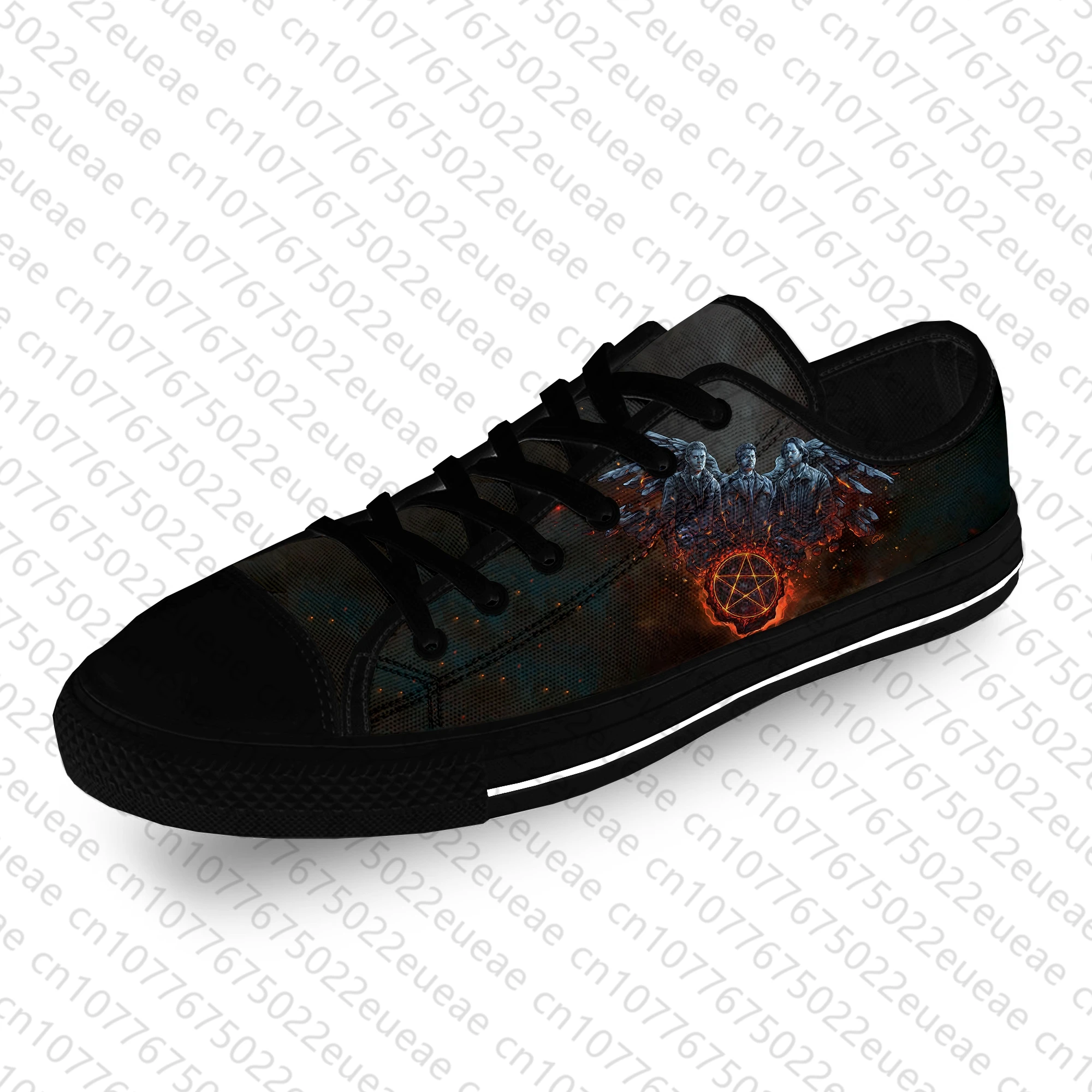 Sapatos de lona sobrenaturais Winchester Bros para homens e mulheres, tênis leves respiráveis, moda pano casual, top baixo, impressão 3D