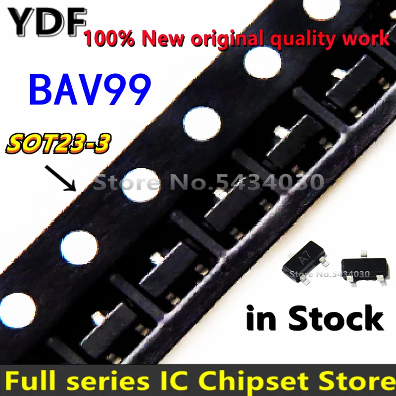 (50-100pcs) 100% New BAV99 SOT-23 A7 A7W 0.2A/70V SOT23 SOT SMD SOT23-3